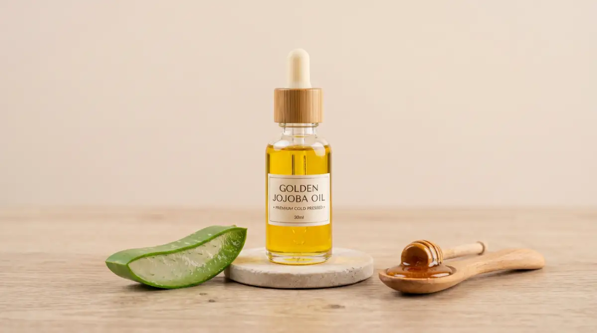 A person gently applying organic aloe vera gel to calm irritated facial skin.