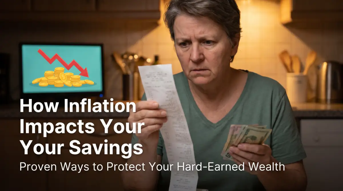 A concerned person checking bills and cash, illustrating how inflation impacts your savings and the need for ways to protect your wealth naturally.