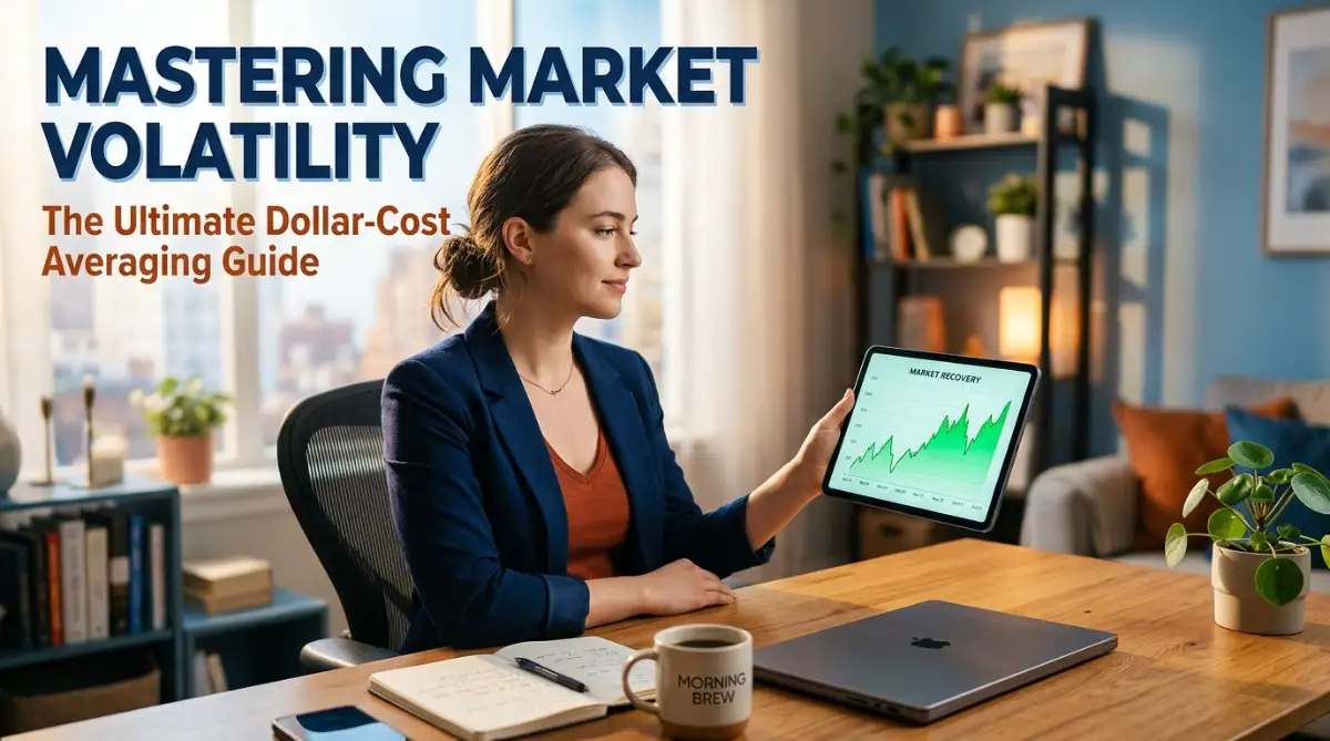 A person looking at growth charts using dollar-cost averaging to manage market volatility.