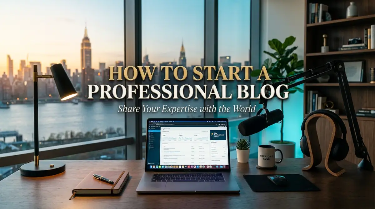 Professional blog setup with laptop, showing how to turn your expertise into income online
